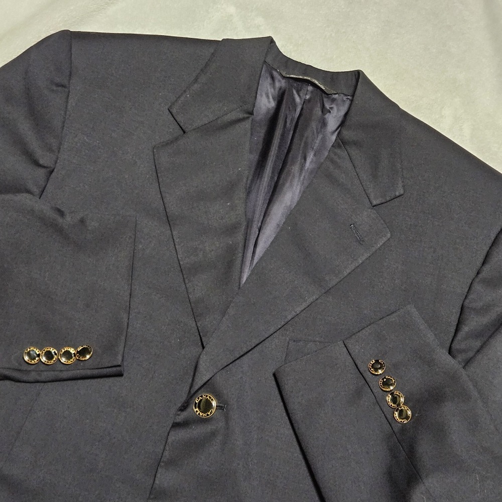 Canali Mens Navy Blue 100% Wool 3-Button Blazer Sport Coat Made in Italy 54L